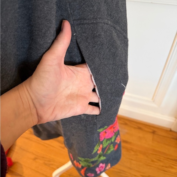 Johnny Was Gray Floral Embroidered Coat - Picture 5 of 8